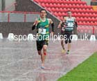 Elliot Heath brings Glasgow City home to win the 4 x 400 metres relay in the worst conditions of the day during the British National League, Division 1, Gateshead. Photo: David T. Hewitson/Sports for All Pics